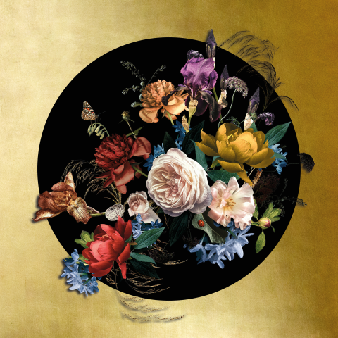 Uitnodiging 50 jaar getrouw met boeket bloemen